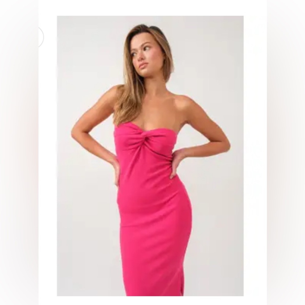 Layla Front Twist Fuchsia Midi Dress